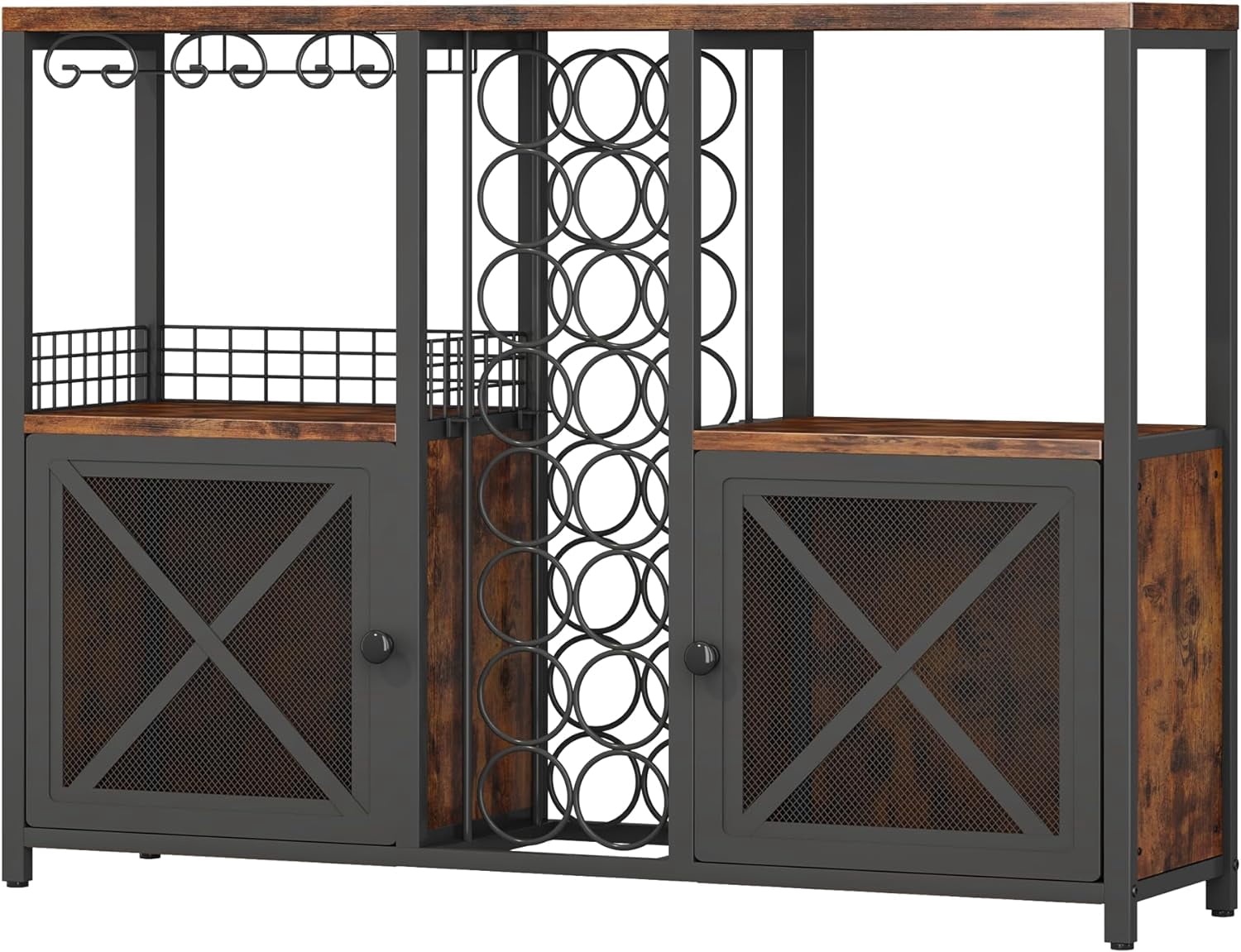 Mini Bars for Home, Wooden Coffee Bar Cabinet, Modern Liquor Cabinet for Liquor and Glasses, Farmhouse Buffet Wine Bar Cabinet with Storage Sideboard for Home Kitchen Dining Room