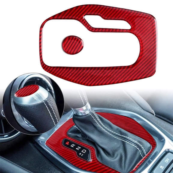 NS Interior Inner Gear Shift Knob Box Center Console Panel Cover Trim Decorative Sticker Accessories for Camaro 2016-2020 Carbon Fiber Red
