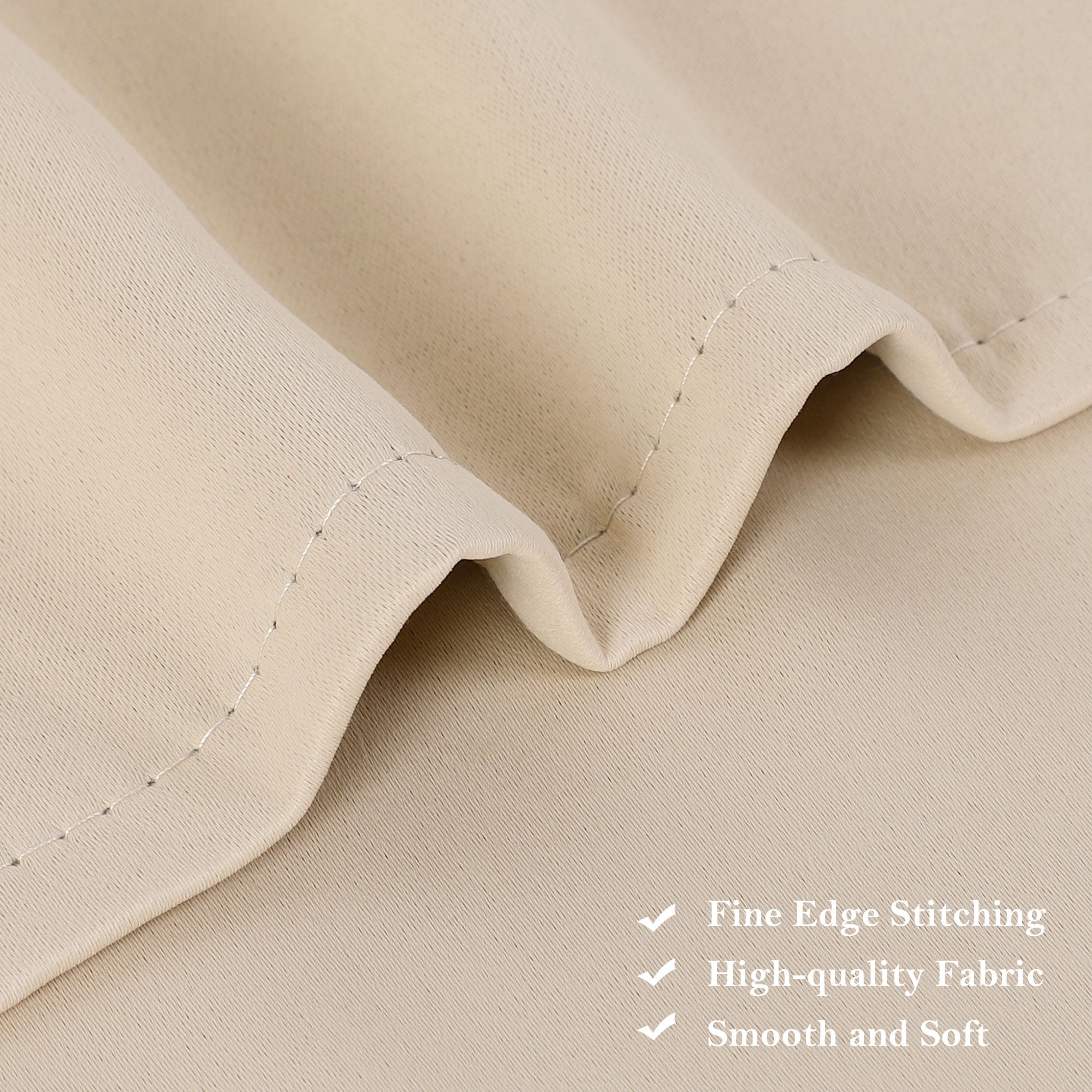 Unique Bargains Blackout Window Curtains Kitchen Panels Set of 2 Beige 52" x 36"