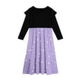 thumbnail image 4 of Abcomgle Girl's Summer Casual Dress Casual Patchwork Ruffle Long Sleeve Maxi Dress Polka Dot Crew Neck Sundresses Summer Tiered Dresses with Pockets,7-8 Years Light Purple, 4 of 5
