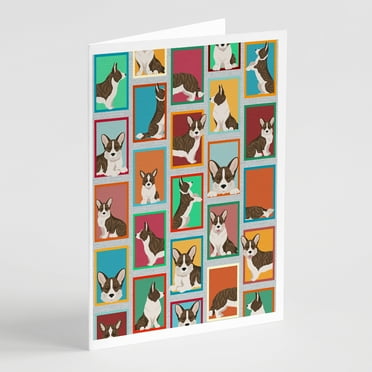 Lots of Brindle Cardigan Corgi Greeting Cards and Envelopes Pack of 8 7 in x 5 in