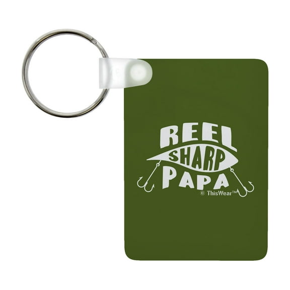 ThisWear Papa Appreciation Gift Reel Sharp Papa Fishing Lure Pun Aluminum Rectangle Keychain