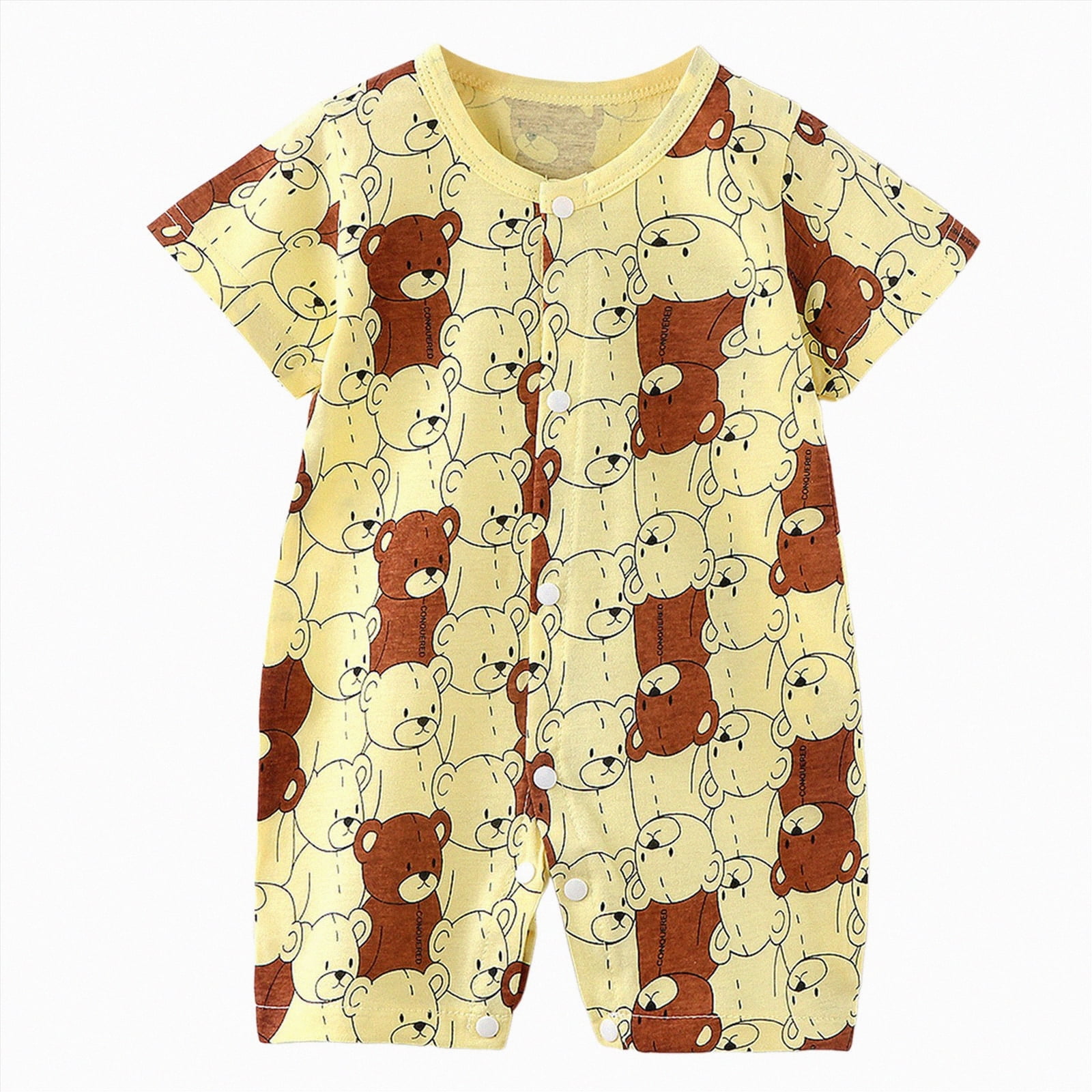 Hessimy Baby Boy Baseball Outfit Pattern Embroidery Puff Short Sleeve Smocked Bubble Romper Stripe Bodysuit Stretchy(Coffee 0-6 Months)