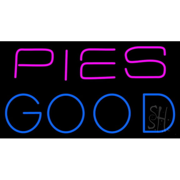 Pies Good LED Neon Sign 20 x 37 - inches, Black Square Cut Acrylic Backing, with Dimmer - Bright and Premium built indoor LED Neon Sign for restaurant window and interior decor.