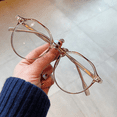 thumbnail image 4 of Monturas de gafas estilo coreano miopía gafas con montura negra gafas planas anti-luz azul para mujer, 4 of 5