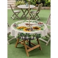 thumbnail image 3 of Spring Eucalyptus Sunflower Outdoor Tablecloth - 60 Inch Round Dining Table Cover, Farmhouse Birds Rustic Burlap Waterproof Outdoor Table Cloth with Umbrella Hole & Zipper for Picnic/Patio/Party, 3 of 7