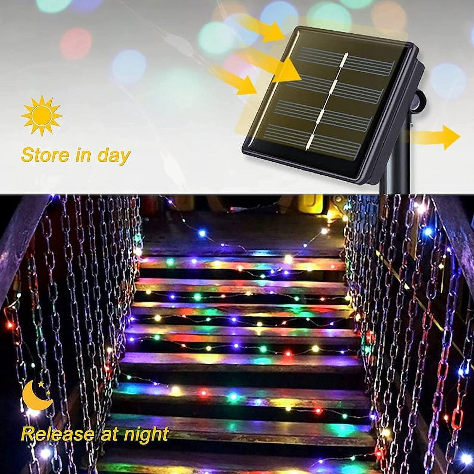 [2 Pack] Epicgadget Solar String Lights Outdoor 16FT 50 LED Super Bright Copper Wire Solar Powered Lights Waterproof with 8 Modes for Garden Patio Tree Wedding Party Christmas Decor Lamp(Multi Color)