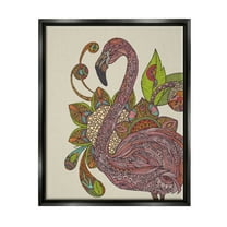 Stupell Industries Flamingo Bold Paisley Botanicals Complex Floral Details Graphic Art Jet Black Floating Framed Canvas Print Wall Art, Design by Valentina Harper
