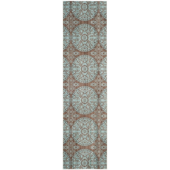 SAFAVIEH Valencia Larry Medallion Polyester Runner Rug, Brown/Alpine, 2'3" x 8'