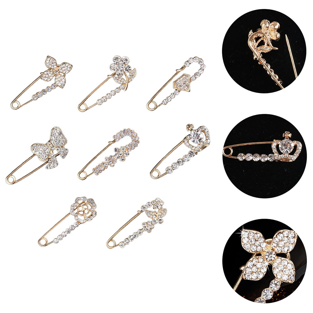 ETHOON Brooch Pins for Women Fashion, Decorative Safety Pins for Clothes, Sweater Shawl Clip Gold Bling Flower Butterfly Bowknot Brooch Pins for Women