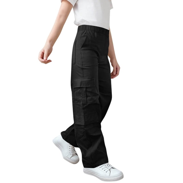 Adults' Comfortable Casual Loose Pants with Pockets - Solid Color Workwear Style