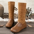 thumbnail image 4 of Dakaela Womens Slouch Flat Boots Round Toe Mid Calf Cowgirl Western Booties Winter Walking Work Boot, 4 of 6