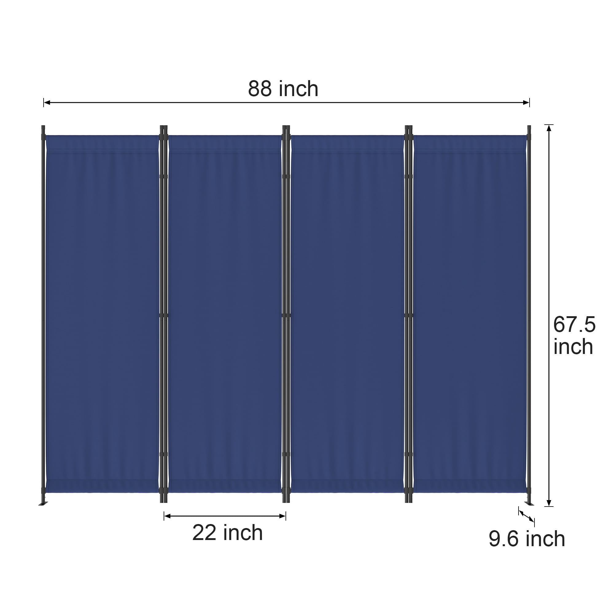 Phonjoroo Room Divider Folding Privacy Screens 4 Panel Partitions 88" Dividers Portable Separating for Home Office Bedroom Dorm Decor