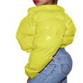 thumbnail image 2 of Women Quilted Puffer Jackets Long Sleeve Stand Collar Metallic Cropped Down Jackets Black S, 2 of 7