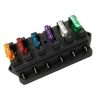 OUNONA Straight Row 6 Way Low Voltage Fuse Holder Automotive DC Refit Fuse Accessories