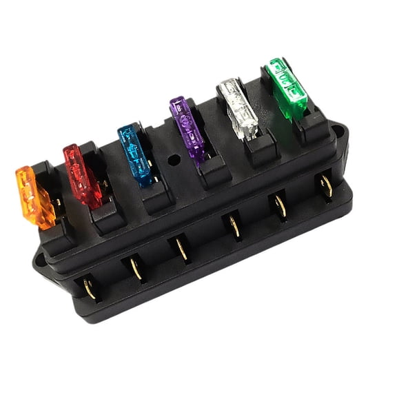 OUNONA Straight Row 6 Way Low Voltage Fuse Holder Automotive DC Refit Fuse Accessories