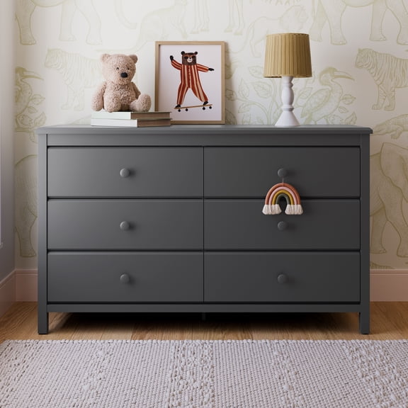 Storkcraft Alpine 6 Drawer Nursery Double Dresser, Gray