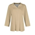 thumbnail image 4 of Lumtrix Polo Shirts For Women 3/4 Sleeve Tops Golf Tees 4-Button Collared Shirt Casual Business Work Blouses Khaki 3XL, 4 of 5