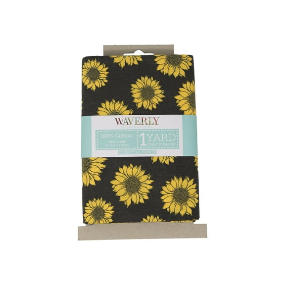 Waverly Inspirations 1 Yard Cut 100% Cotton Prints Fabric, Sunflow Onyx, 44" Wide for Quilting & Sewing