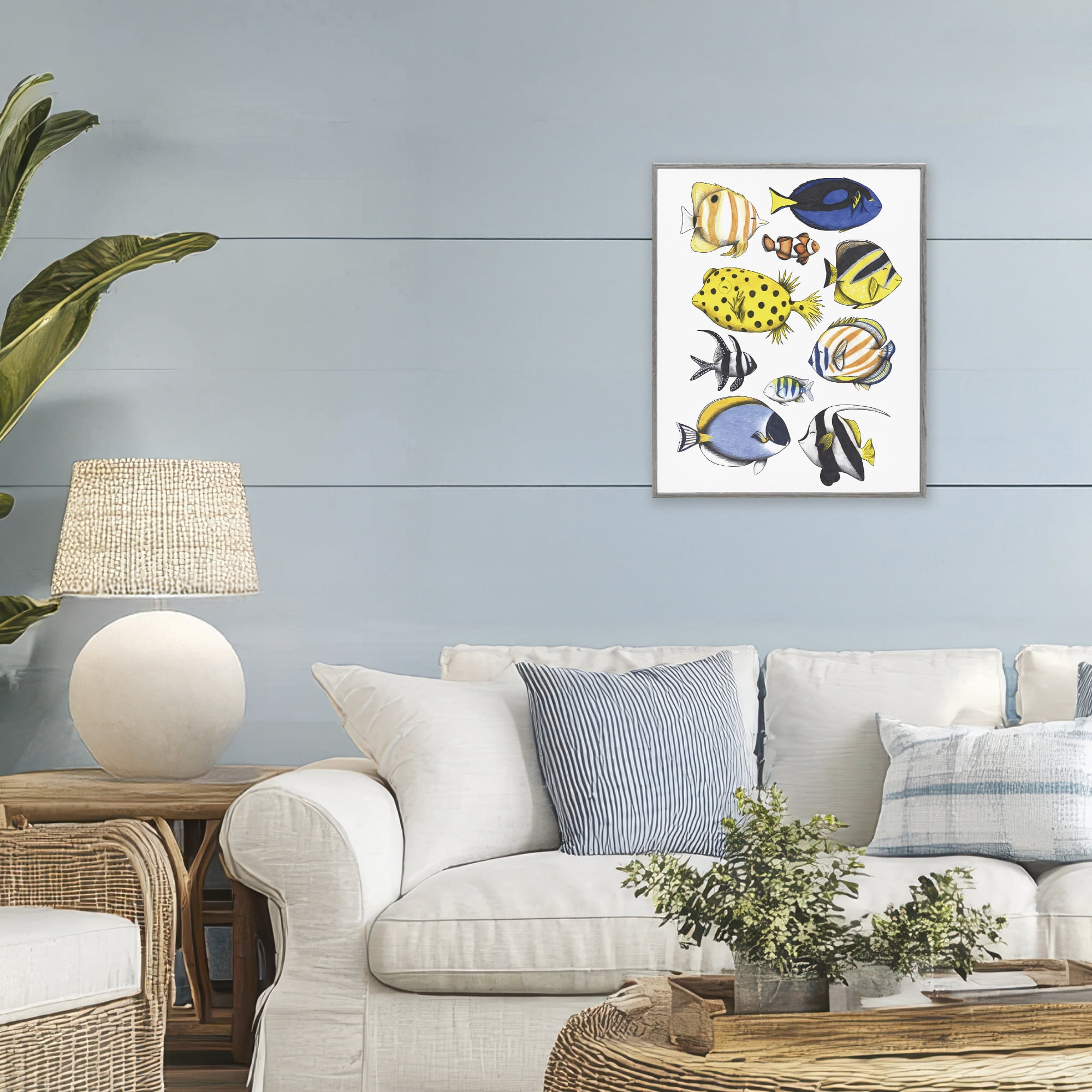 Stupell Industries Aquatic Fishes Collection Gray Framed Giclee Art, design by Cecilia Battaini