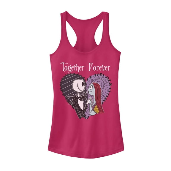 Junior's The Nightmare Before Christmas Halloween Jack Skellington Sally Together Forever Racerback Tank Top