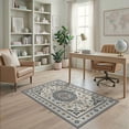 thumbnail image 2 of ODIKA 4'x6' Ivory Blue Ornate Medallion Traditional Washable Area Rug Elaborate Central Motif with Decorative Pet Friendly, Non-Shedding for Bedroom, Reading Nook, 2 of 7
