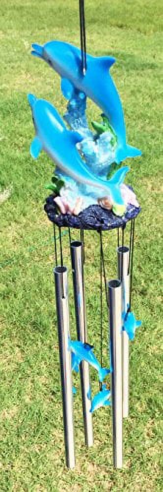 Ocean Aqua Marine Dolphin Family Swimming Resonant Relaxing Wind Chime Patio