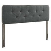 Pemberly Row Tufted King Fabric and Wood Headboard in Gray/Charcoal