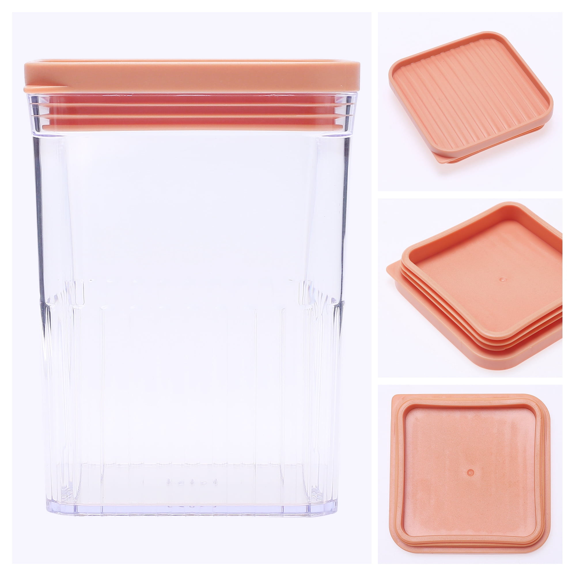 Unique Bargains 5 Pcs Airtight Food Storage Containers for Pantry Organization 20 oz Light Orange