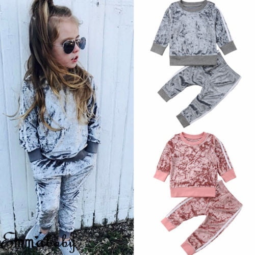Kids Boys Girls Unisex Sports Clothes Set Striped Velvet Suit Autumn Tracksuit Outfits Set