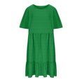thumbnail image 5 of Plus Size Dresses for Curvy Women 2025 Summer Short Sleeve Crew Neck Mini T Shirt Dress Pleated Ruffle Flowy Beach Sundresses, 5 of 7