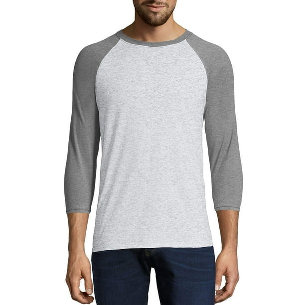 Hanes Men's and Big Men's XTemp Baseball Raglan Tee, Up To Size 3XL
