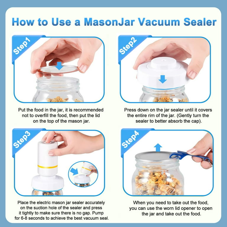 Mason Jar Vacuum Sealer for FoodSaver Vacuum Sealer,Jar Sealer and  Accessory Hose Kit for Wide&Regular Mouth Mason Jar,Canning Jars Vacuum  Sealer Kit
