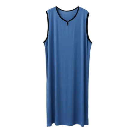 

HuaAngel Men s Sleeveless Nightgowns Classic Mens Pajamas Nightshirt Short Sleeve Mid-Length Nightdress Loose L-3XL