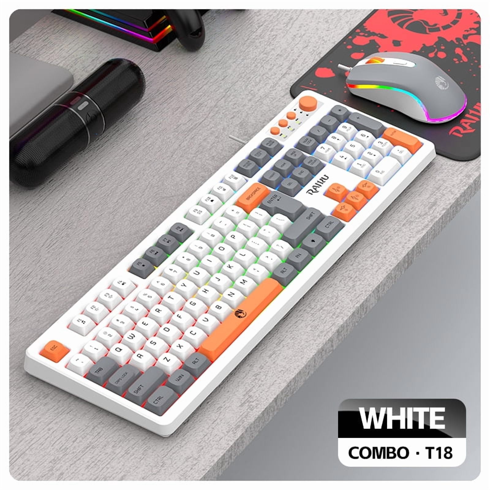 Macally Compact USB Keyboard And Mouse Combo - Space-Saving Design, Low Profile, Adjustable DPI