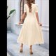 thumbnail image 4 of Vestido de Verano Elegante, Moderno e Informal con Escote en V y Corta para Mujer, Ideal para Vacaciones y Cócteles. Color Albaricoque S, 4 of 8