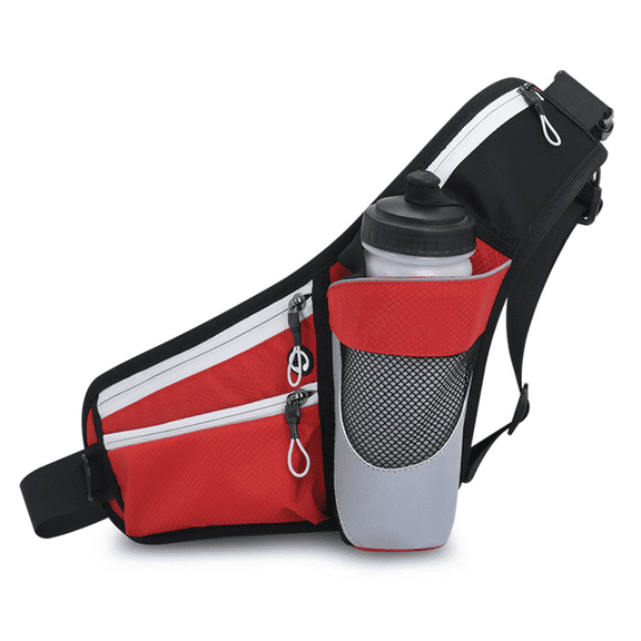 Lightweight running fanny pack with water bottle holder for runners, fitness, hiking and jogging - red