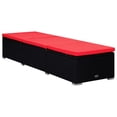 thumbnail image 3 of vidaXL Sun Lounger with Cushion and Tea Table Poly Rattan Red, 3 of 5