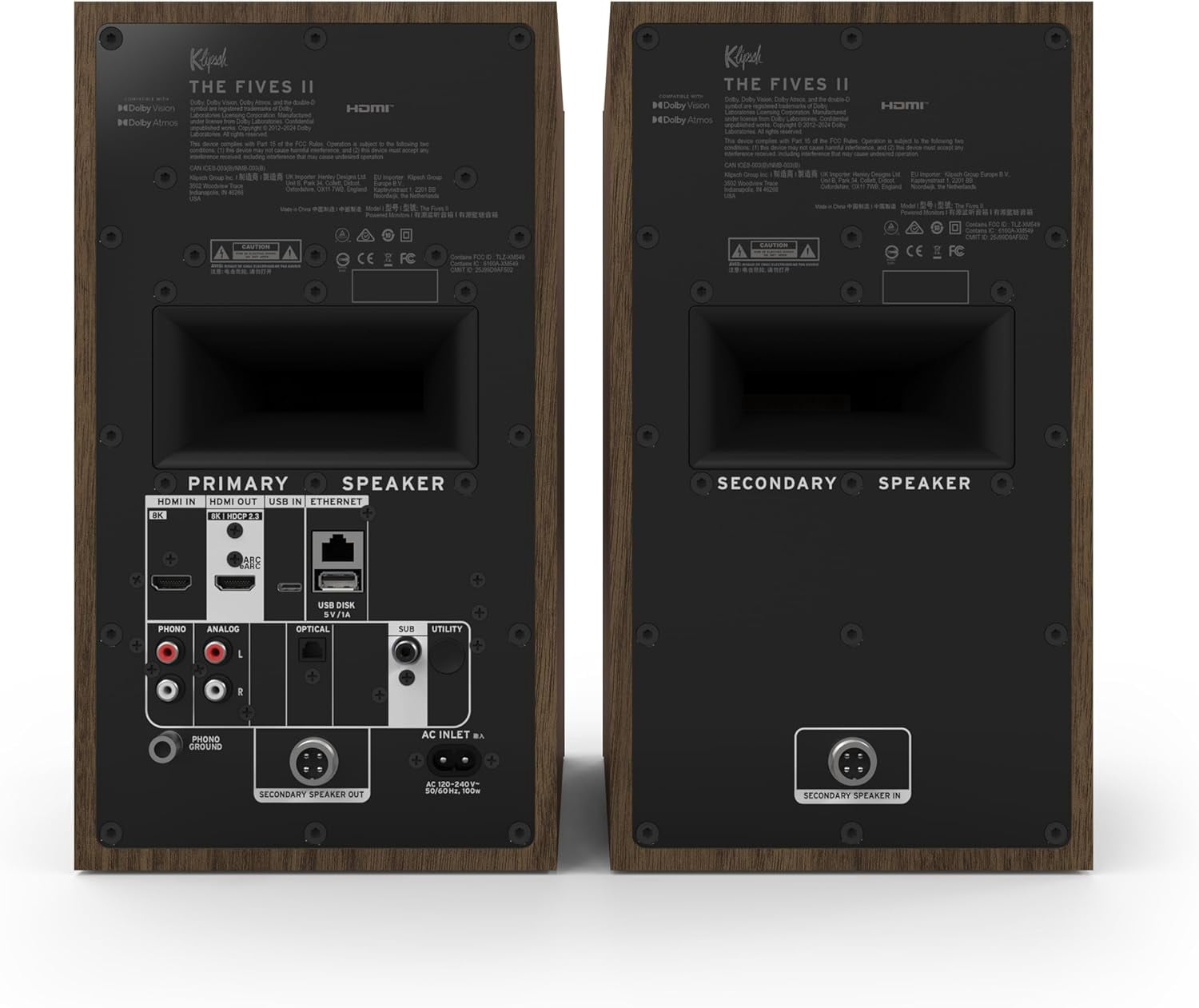 Klipsch THE-FIVES-II-WALNUT 5.25" Dolby Atmos Powered Speaker Pair - Walnut (2026)