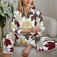 thumbnail image 6 of Haiem maple leaves Pattern Women’s Long-sleeve Sleepwear,Sleepwear Set,2-piece Loungewear Set,Soft PJs Comfy Nightwear with Pockets-X-Large, 6 of 7