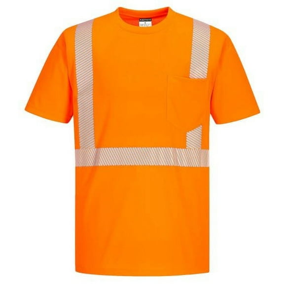 Portwest S194 Men's Hi Vis Refelctive Tape Short Sleeve T-Shirt Orange, XX-Large