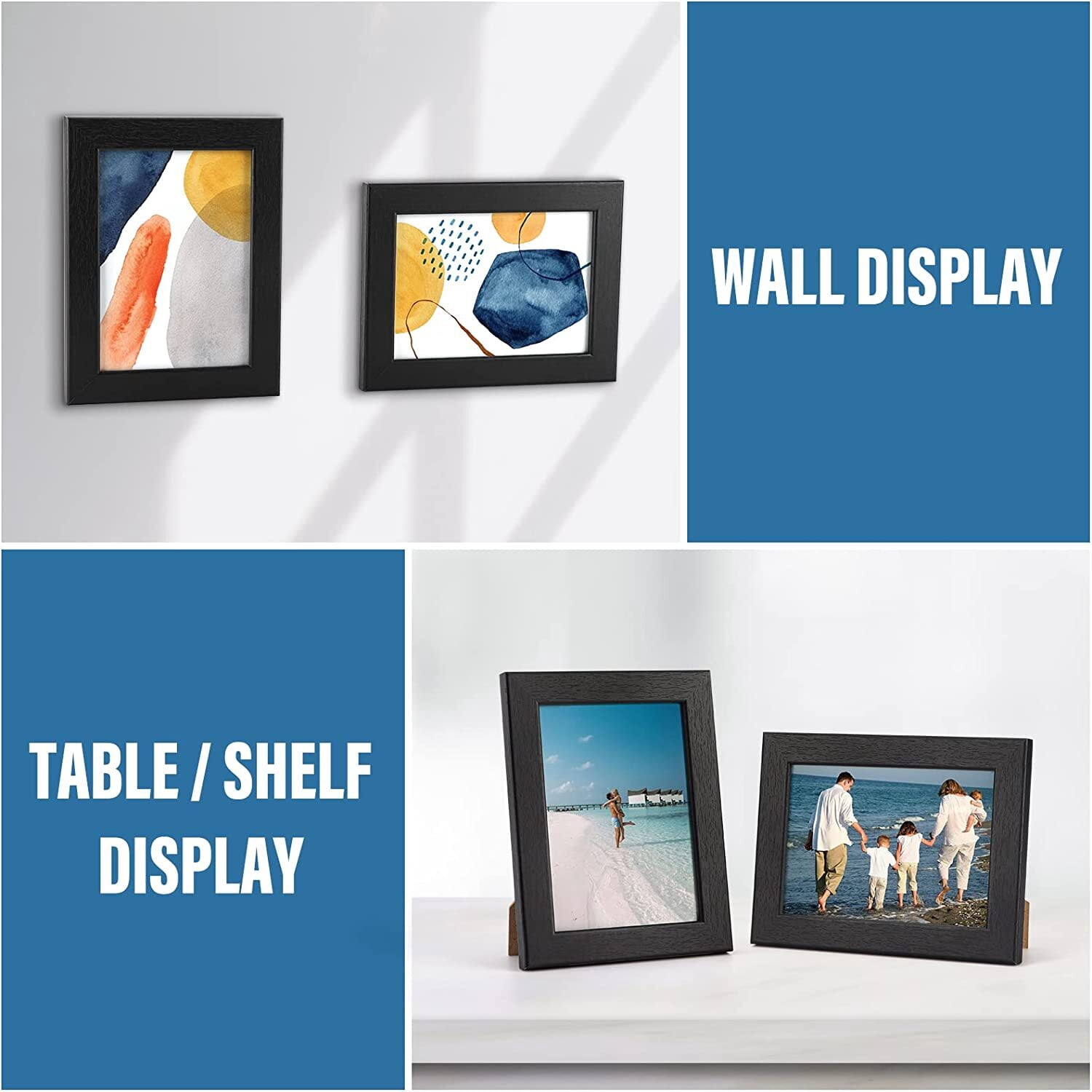 Giftgarden 4x6 Picture Frame Set of 7, Black 4 by 6 Photo Frames for Wall and Tabletop Display
