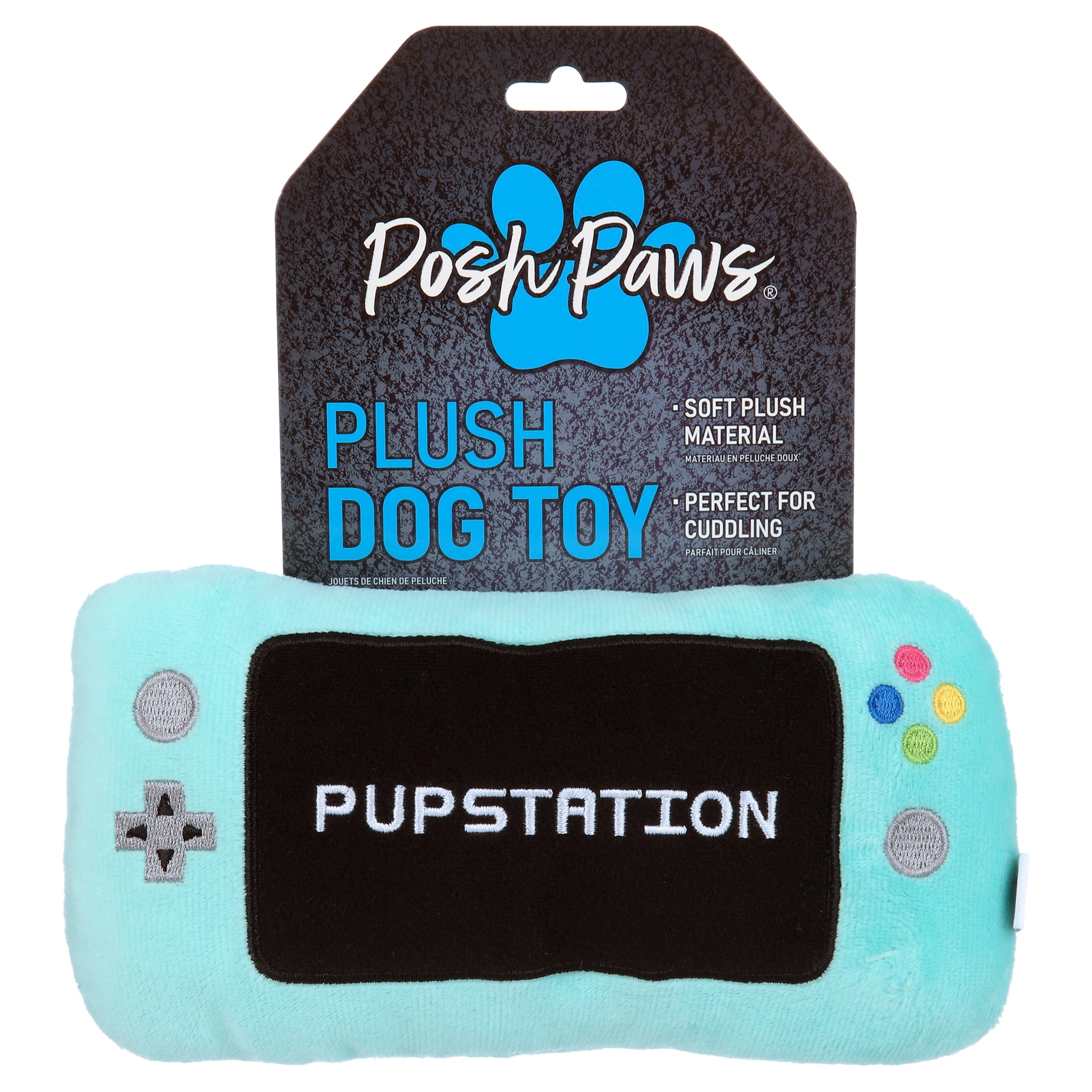 Posh Paws Plush Pet Toy Handheld "Pupstation"  Dog Toy - Teal