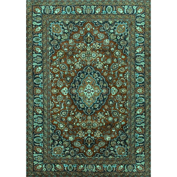 Ahgly Company Machine Washable Indoor Rectangle Persian Turquoise Blue Traditional Area Rugs, 5' x 7'