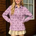 thumbnail image 2 of Falkdiz Long Sleeve Shirts for Girls Back to School Sweet Pullover Winter 1/4 Zipper Casual Graphic Stylish Girls Tops , Wine , Size: 3-4 Years, 2 of 9