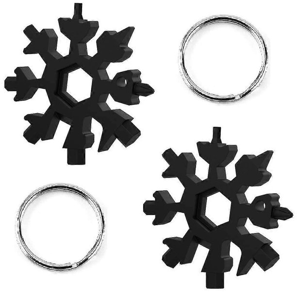 ZHAOCHENG 2 piezas de llave de copo de nieve de acero inoxidable, multiherramienta, llavero portátil, destornillador, abridor de botellas, herramienta para acampar al aire libre, color negro