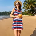thumbnail image 3 of Rocae Fourth Of July for Sleeveless Dresses Summer Casual Ruffle Sleeveless Cute Crew Neck Flowy Dress with Pockets, 3 of 7