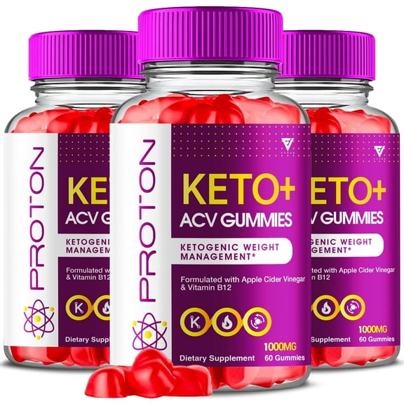 (3 Pack) Proton Keto   ACV 1000mg Gummies Apple Cider Vinegar Vitamin B12 Vitamin B6 Gut Health and Digestion Support Gummy (180 Gummies)