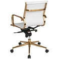 thumbnail image 2 of Flash Furniture Mid-Back White Ribbed LeatherSoft Executive Swivel Office Chair with Gold Frame, Knee-Tilt Control and Arms, 2 of 4