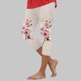 thumbnail image 2 of HCNTES Women Floral Print High Waist Capris Knee Length Slim Fit Yoga Cropped Trousers(Rose Gold,M), 2 of 5